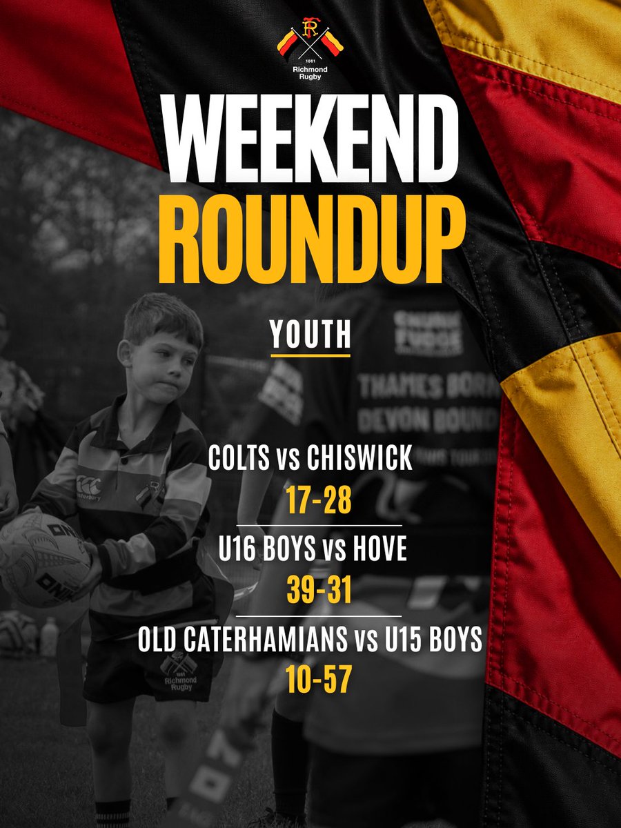 RichmondFC1861's tweet photo. 𝗥𝗲𝘀𝘂𝗹𝘁𝘀 𝗳𝗿𝗼𝗺 𝗮𝗿𝗼𝘂𝗻𝗱 𝘁𝗵𝗲 𝗰𝗹𝘂𝗯 ✏️

#RugbysOriginal💛❤️🖤 https://t.co/8hQeeTAB9V