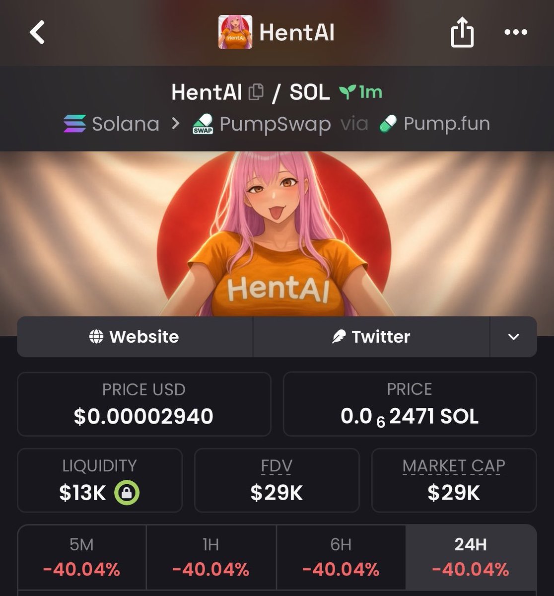 Babaae_printt's tweet photo. 6x profit 📈 from entry on $HentAI 🚀 https://t.co/Th6bcOmHcb