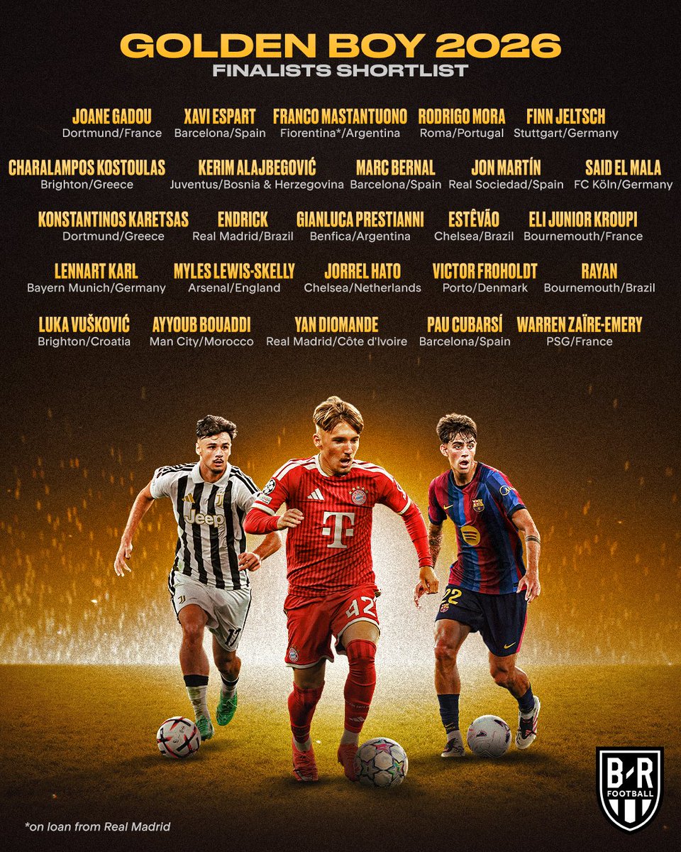 brfootball's tweet photo. The Golden Boy shortlist is here ✨ https://t.co/DLxFgyJXat
