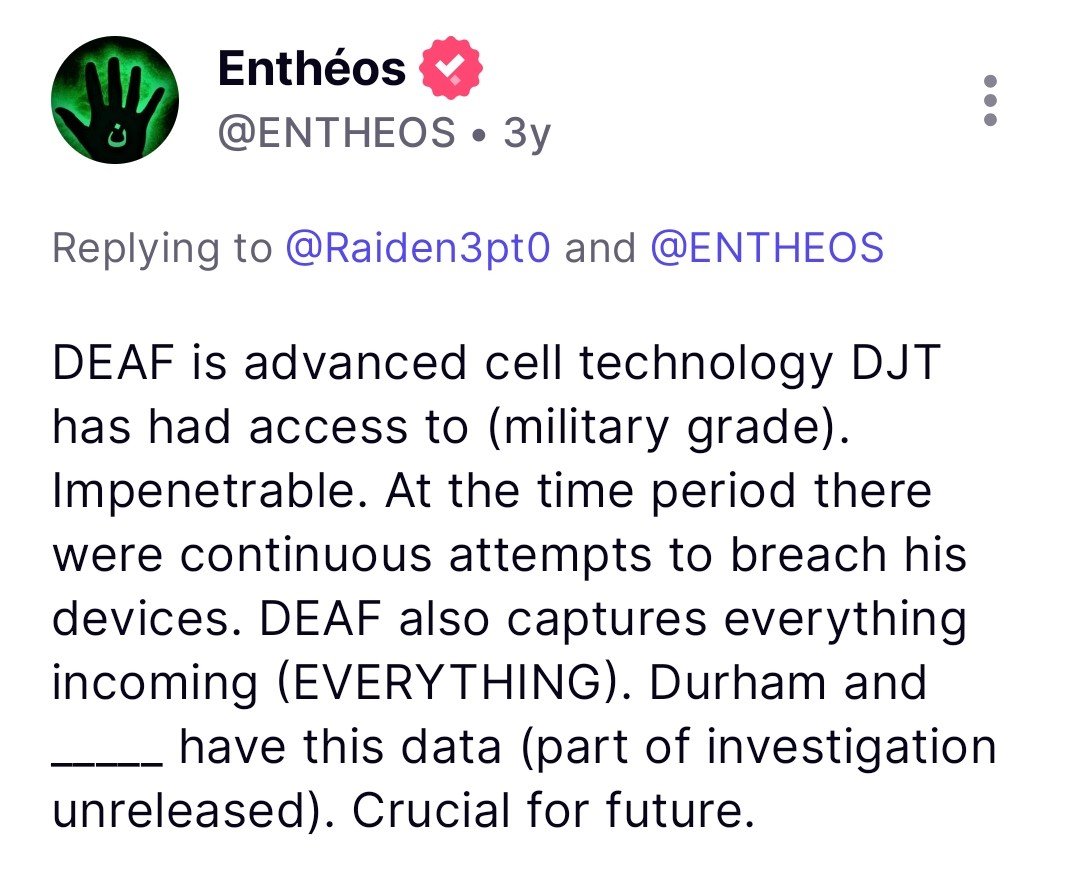 Raiden8pt0's tweet photo. Hmmm was Plasmic Echo #DEAF

#Entheos responded to me 3 years ago regarding #DEAF
Note ... "(part of investigation unreleased)" https://t.co/Mu7fSoIC64