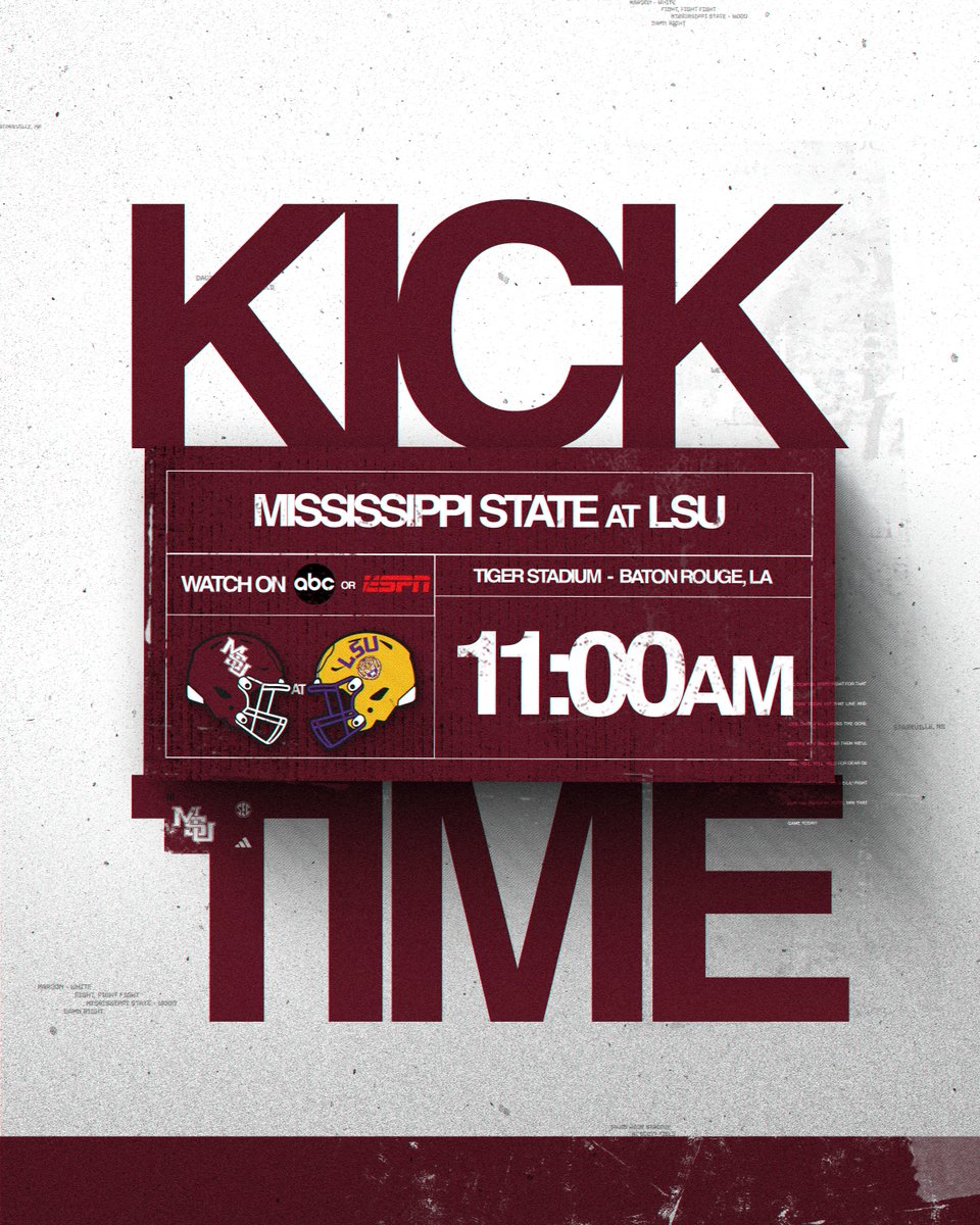 HailStateFB's tweet photo. Updated Kick Time In Baton Rouge. https://t.co/Oy9QjhIgjY