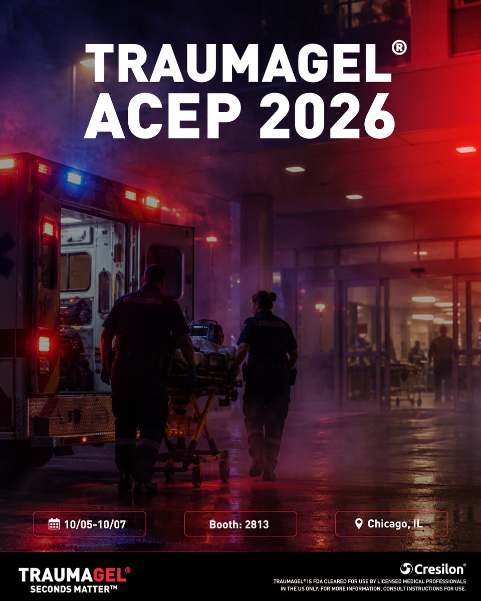 traumagel's tweet photo. Stop by booth 2813 at ACEP 2026 to learn more about TRAUMAGEL®.

https://t.co/FbuW89vfZz

#emergencycare #traumacare #firstresponders https://t.co/fN8FEjjhGJ