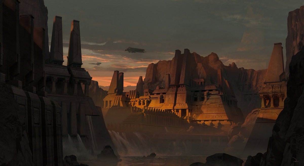 Mr_Rebs_'s tweet photo. Halo Studios shared new concept art of Halo Infinite’s Zeta Halo, titled “Meanwhile on Zeta Halo”: “The battle for Zeta Halo encompasses much of the ring's surface, taking place in vast fields of snow and ice, deep jungles with Banished steel embedded into mighty trees looming over the wetlands, sand-blasted ruins that were once home to the Tudejsa.” #Halo