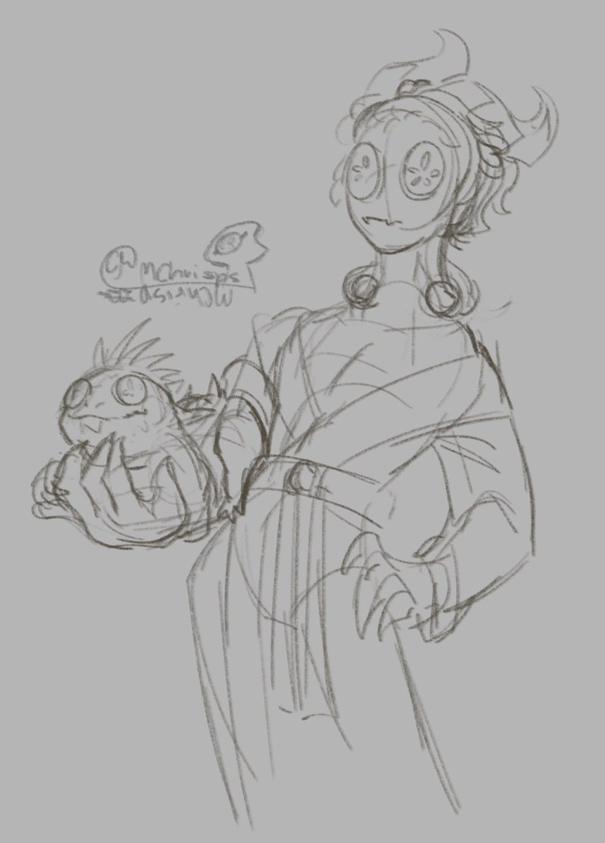 MChrisps's tweet photo. [Sketch] Spa-Day with Harlequin and his adorable pet! https://t.co/EW4R83yfGe