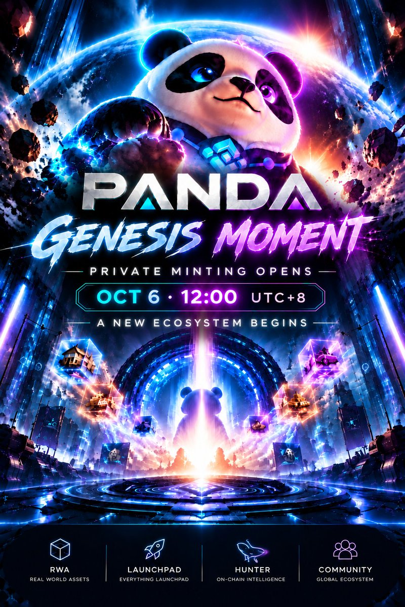 Panda_Web3Hub's tweet photo. 🚀 PANDA Genesis Mint Is Coming Soon

⏰ Set your alarm. Mark the moment.
🗓 October 6 | 12:00 (UTC+8)

🔥 PANDA Genesis Mint Officially Begins

Genesis Mint Details
Send 0.3 BNB to the designated mint contract to mint:

🐼 40,000,000 PANDA

Official Mint Contract:
0x450685b8596c84cc748a0ece4cbef4ed96f757ca

Get ready. Stay tuned.