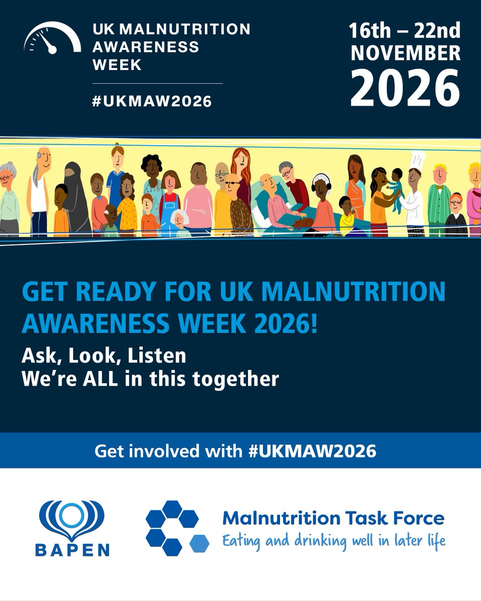BAPENUK's tweet photo. UK Malnutrition Awareness Week is returning this November.

Keep an eye on our channels over the coming weeks for resources, campaign updates and opportunities to get involved and combat malnutrition in all healthcare and community settings.

#UKMAW2026 https://t.co/zc12hcEevn