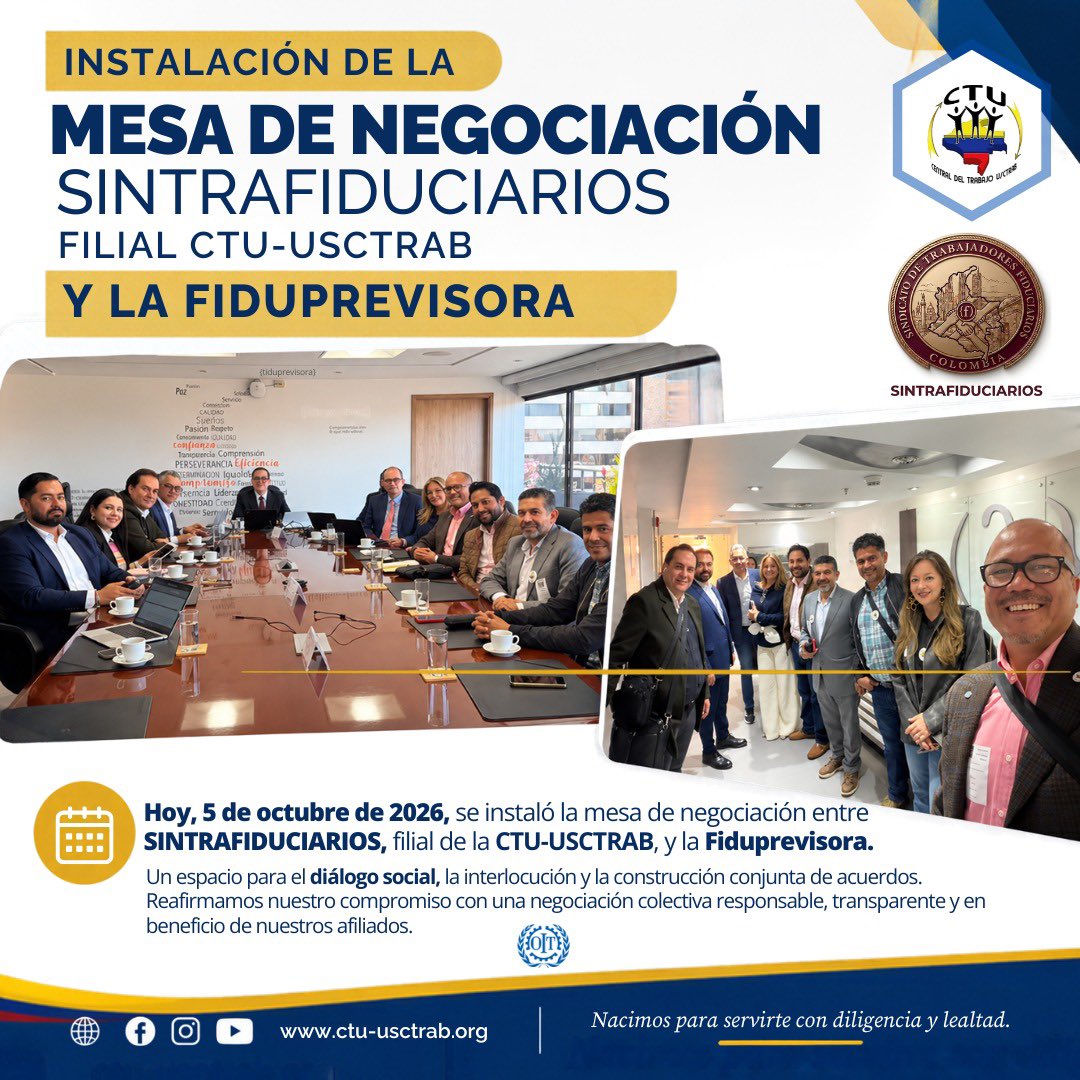 usctrab's tweet photo. Instalación mesa de Negociación Sintrafiduciarios filial CTU-USCTRAB y la Fiduprevisora.
#SomosCTU_Usctrab #NegociacionColectiva https://t.co/bXnaGHQPwp
