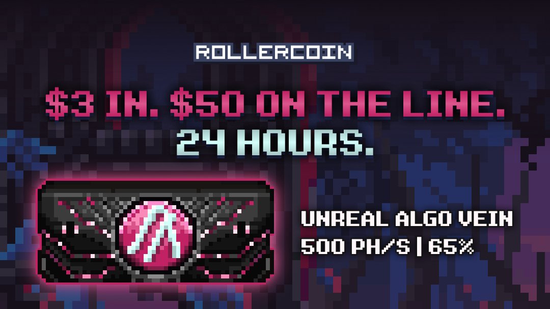 rollercoin_com's tweet photo. ⚡ YOU HAVE 24 HOURS. DON’T MISS IT
Once the clock runs out, the challenge is gone

⛏️ Complete every required step to secure this incredible
Unreal ALGO Vein miner with 500 000 000 Gh/s + 65% bonus

Available only until October 6, 5 PM

👉 Join the Challenge: https://t.co/qpnMADQGHd