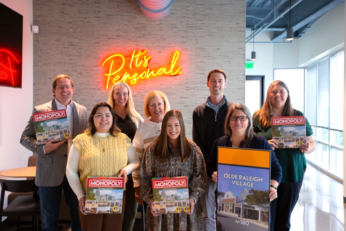 FoundryCRE's tweet photo. This Raleigh favorite is passing GO! 🎲 Olde Raleigh Village is featured on the new Raleigh Monopoly board, and we loved celebrating this community staple on behalf of our partner and property owner, Invesco. https://t.co/x7JKvbC9RR