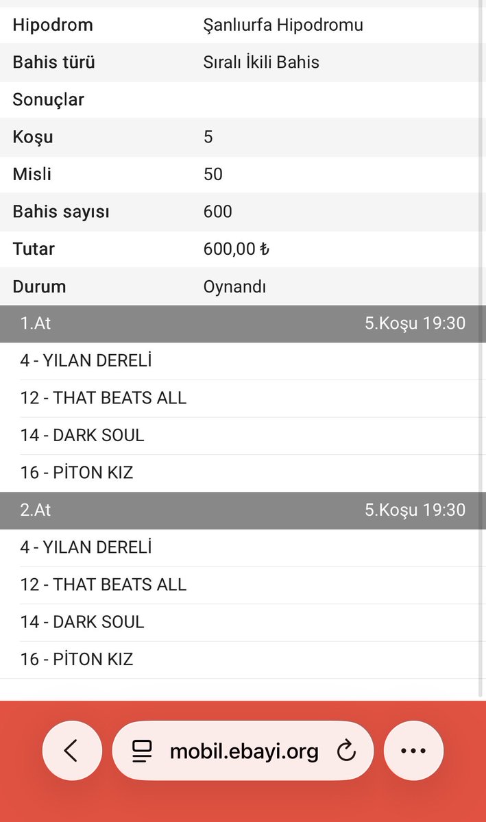 varant1000's tweet photo. Sıralı ikilimi yediler bariz 14 geldi 2. At https://t.co/kcm2jOBDyr