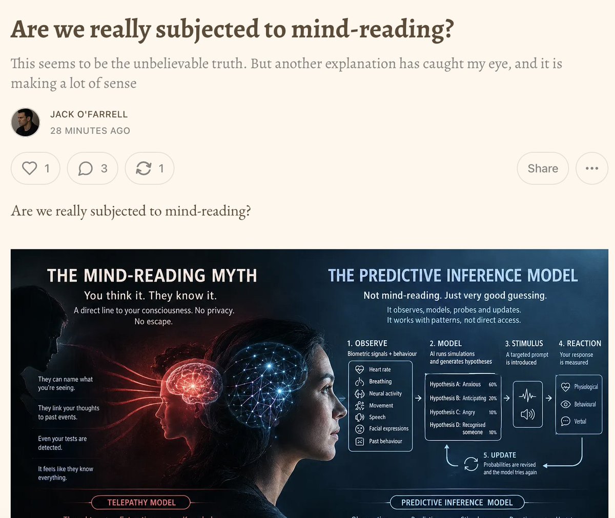 JackOFarrell1's tweet photo. The system wants you to feel violated and stressed, and so it will perpetrate the illusion of mind-reading. Most TIs feel sure that the contents of their minds are subject to constant transparency.

However, I believe we should collectively... [link in comments] https://t.co/utawYRHPnj