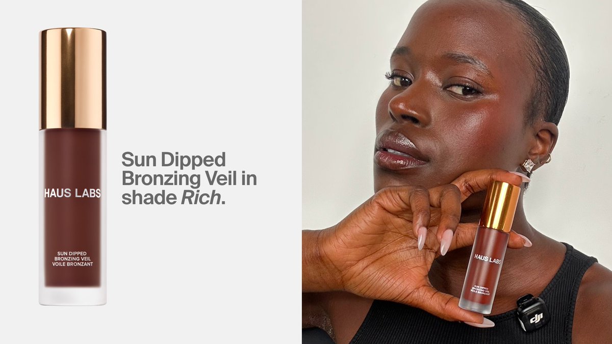 ladygaga's tweet photo. Warm tones for cool people. Introducing the new Haus Labs Sun Dipped Bronzing Veil. 11 Shades are available now at https://t.co/30VDKdUPj0 and @Sephora.

Wokie is earning her master's in Industrial-Organizational Psychology while running Mamie Peppa Liberian Kitchen LA as chef and owner. In 2027, Mamie Peppa hits the road as a food truck to share Liberian culture through food.

Wokie wears Sun Dipped Bronzing Veil in Rich.