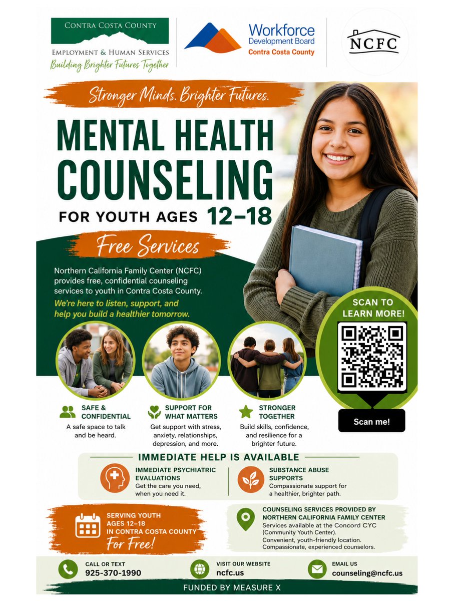WDBCCC's tweet photo. 💚 FREE Mental Health Counseling for Youth Ages 12–18! 💚
Everyone deserves a safe space to talk, feel heard, and get the support they need! 🫶 https://t.co/ye9Wsl2HLM