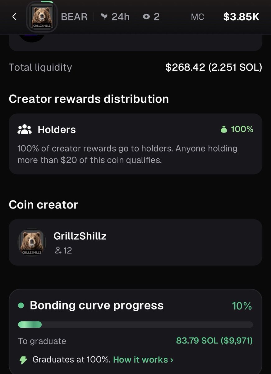 GrillzShillz's tweet photo. BEAR is the base of our ecosystem and community. Anyone holding at least $20 worth of BEAR tokens will split creator rewards in SOL! Buys and sells all benefit holders! 🐻🐻🐻🐻🐻

#BEAR #Beartober #SOL #CryptoRewards #crypto #community https://t.co/DjtFIKBETX