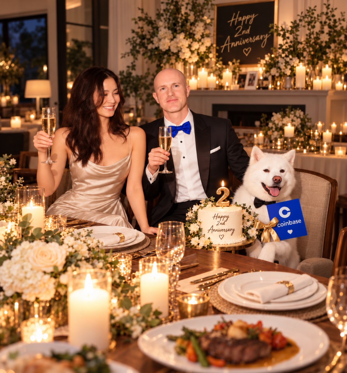 RussellDogCTO's tweet photo. I couldn’t let the day go by without saying happy anniversary to the greatest mom and dad I could ever ask for. 

Here’s to two years of marriage and to many more💙 @brian_armstrong https://t.co/JIaDoVgxvc