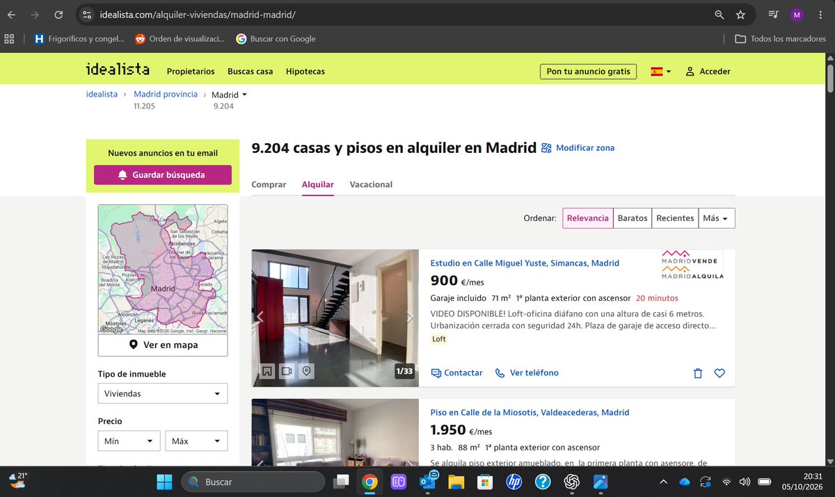Mgarhe3's tweet photo. Ofertas de alquiler en Madrid y Las Palmas de Gran Canaria, en idealista hoy 05/10/2026. Veremos como reacciona el mercado después de pasar el RD por la diputación permamente. https://t.co/UO4ytKViTP