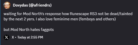 DegencordOSRS's tweet photo. Nigga is drunk after Runefest 😭😭😭😭😭😭😭😭 @afriendrs https://t.co/JWgyntvHfX