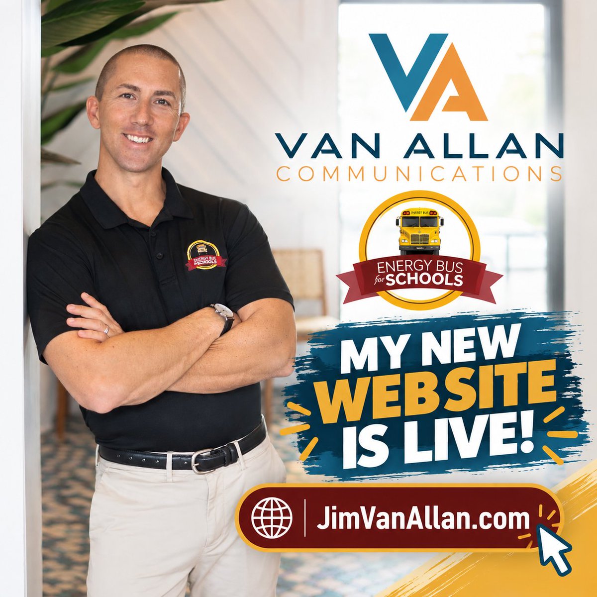 JimVanAllan's tweet photo. A little website refresh!

https://t.co/1JxUTBny5l has been around for a while, but it was time for an update and a better way to bring everything together.

The redesigned site now connects my work with Van Allan Communications and @EnergyBusSchool in one place.

Speaking. Communication. Leadership. School Culture. Positive Energy.

I’m really happy with how it came together. Take a look! 

https://t.co/1JxUTBny5l

#Leadership #SchoolCulture #EnergyBusForSchools
