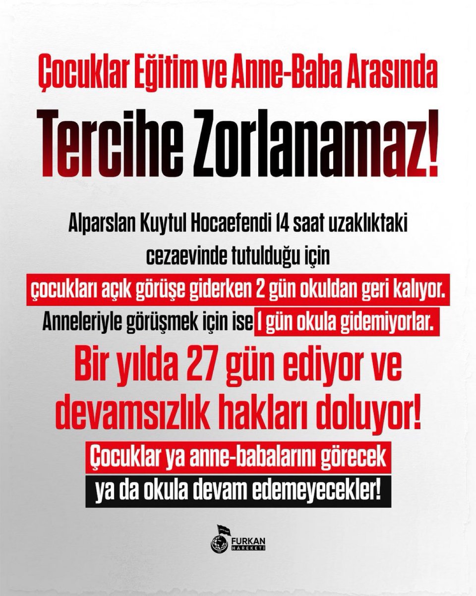 FatmaCplfv's tweet photo. Çocuklar Eğitim ve Anne-Baba Arasında Tercihe Zorlanamaz! 

#FurkanaSistematikZulüm
Cocuklar OkulundanOlmasın
AlparslanHoca AilesineZulüm https://t.co/vwUVBejHeN