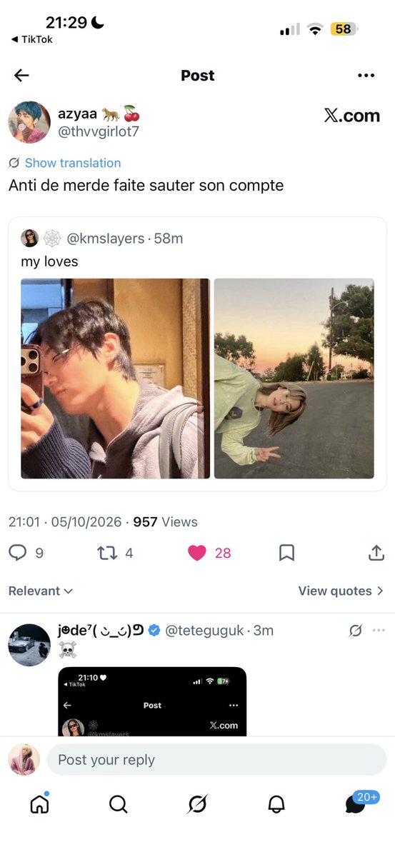 jikatlantic's tweet photo. wesh fami vous voulez pas on s’embrasse tout le monde est lesbienne marina non?? https://t.co/2PKqEyx2MY