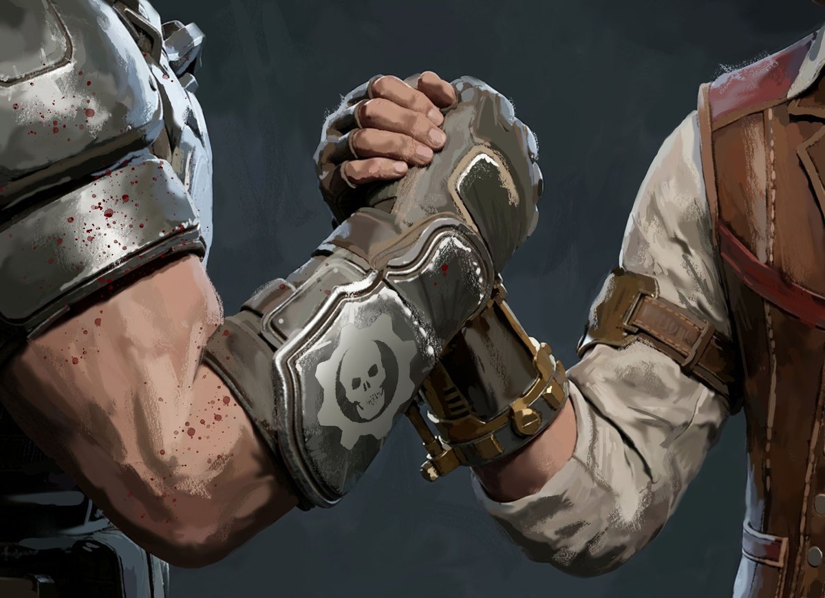 inXile's tweet photo. @GearsofWar 🤝 @ClockworkGame https://t.co/8aBdtaDFOy