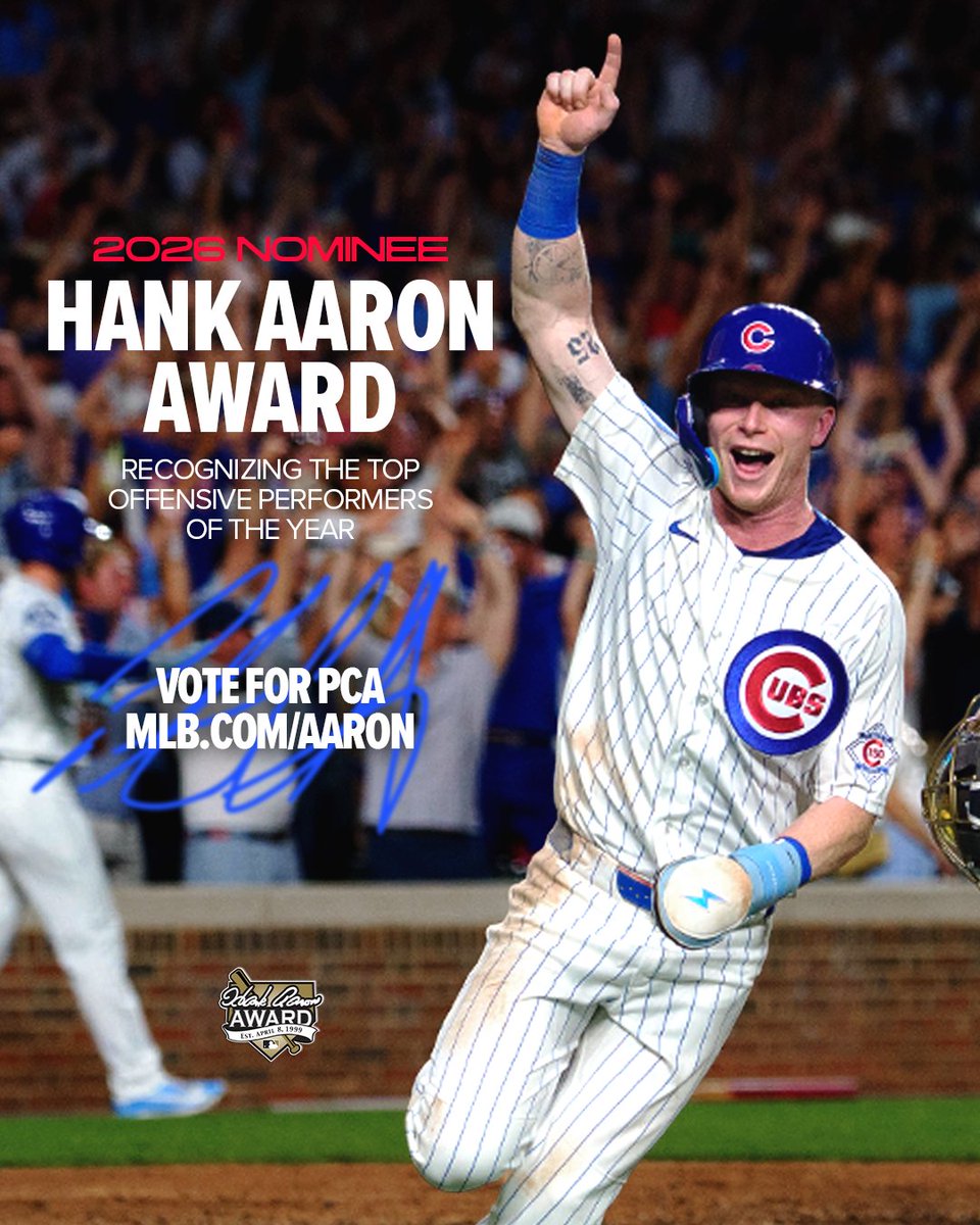 Cubs's tweet photo. No surprise here. PCA is a 2026 Hank Aaron Award finalist! 

🗳️ Vote for Pete: https://t.co/pGc39PYtGC https://t.co/wWERgamvSW