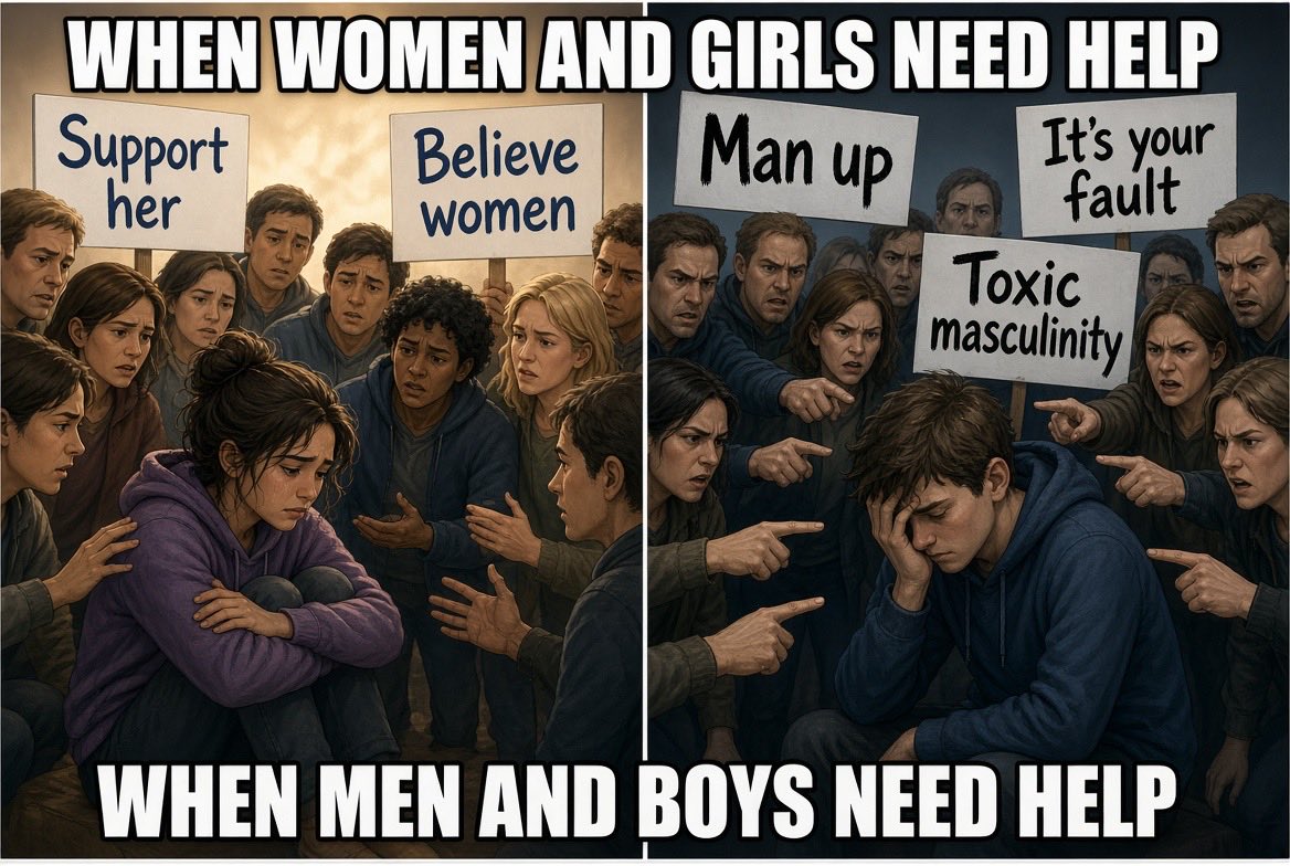 EqualityOfOpps's tweet photo. @LisaBritton Society helps women and girls, and blames men and boys, when each need help. https://t.co/lVOnDY8d5e