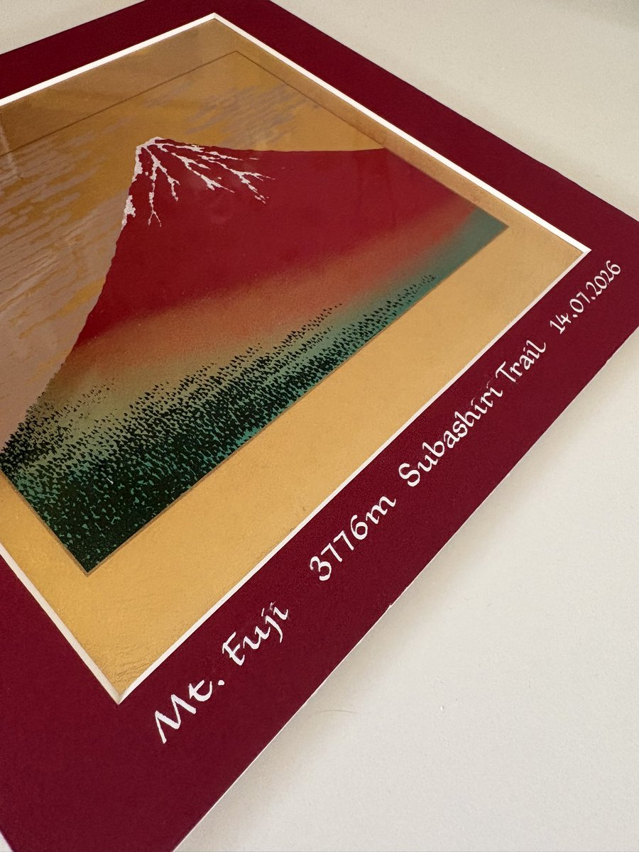 CreativeCallig's tweet photo. A little inscription celebrating a massive achievement! The client climbed all 3776m of Mount Fuji in July and bought this gorgeous work of art as a memento. It has been proudly framed and I was asked to add the details of his climb to the mount. https://t.co/I3VZTpsh7T