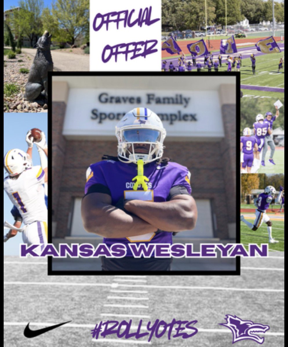 NNoahG806's tweet photo. Blessed to receive my 3rd offer from Kansas Wesleyan University! Extremely grateful for @QBcoachsnyder and @CoachTycenGray for believing in me and giving me this opportunity. #RollYotes
@806hsscmedia @RandyRosetta @Coach_Sims @CoachJGarcia1 @coachmurga https://t.co/BrlNrtxvL8