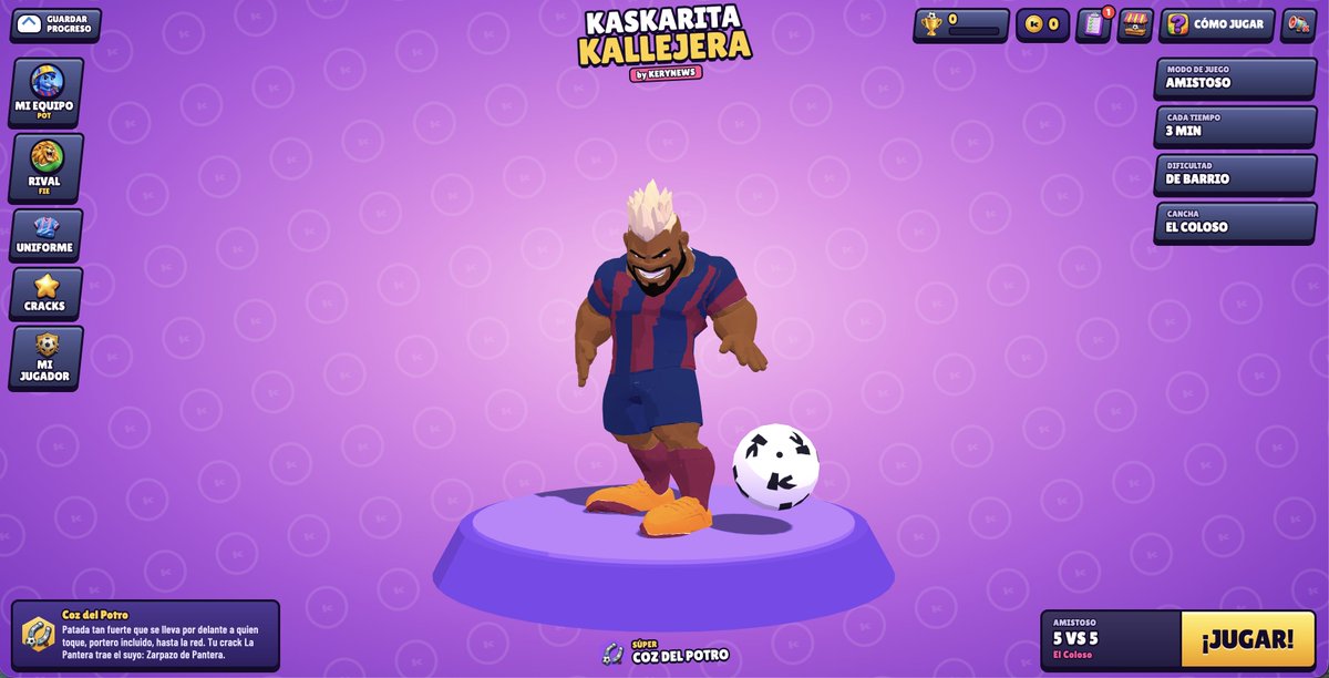 KeryNews's tweet photo. Quiero compartir con ustedes un proyecto en el que llevo un rato trabajando. Al fin ha quedado listo en su primera versión el nuevo juego de futbol Kaskarita Kallejera!

Es una especie de Brawl con fut callejero, con personajes únicos, cards de bonus y tiros implacables. Espero que disfruten jugarlo tanto como yo disfruté haciéndolo. 

El link en el tuit de acá abajo.