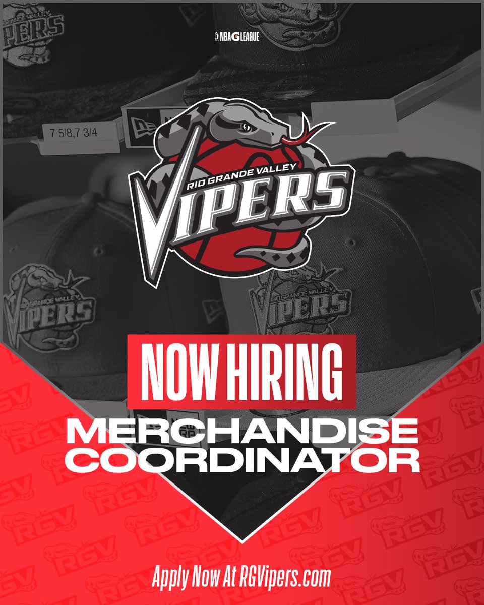 RGVVipers's tweet photo. We’re hiring!

Role: Merchandise Coordinator (Full Time) 

For full job description go to https://t.co/bF9K0JqJpS

Apply by emailing your cover letter and resume to info@rgvipers.com. https://t.co/qO897e45II