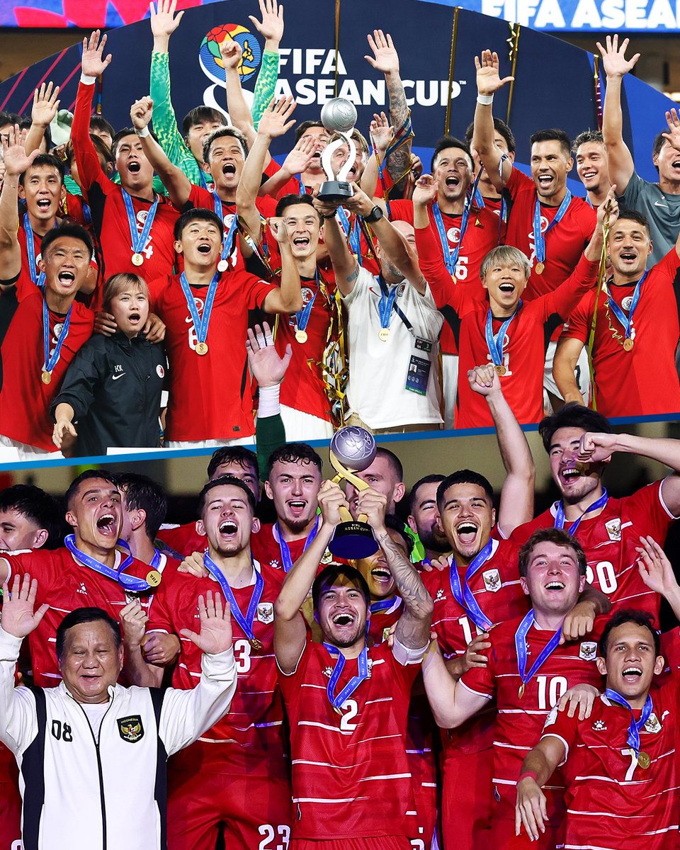 FIFAcom's tweet photo. 🏆 Two trophies. Two firsts 🏆

Congratulations to Indonesia and Hong Kong, China – winners, respectively, of the inaugural FIFA ASEAN Cup and FIFA ASEAN Challenge Cup. https://t.co/pHg3Un1tSb