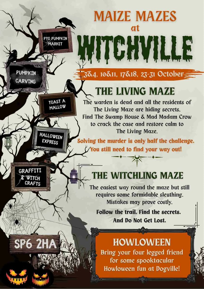 LetsGoOut_BH's tweet photo. 🎃 This October step into Witchville at Picking Patch in the nearby New Forest where Halloween fun awaits! 👻🌽🚂

🧙 Scare Maze, Witchling Maze, Pumpkin Picking, Halloween Crafts &amp; more!

➡️ https://t.co/3jxwWkvkZ9

#pumpkinpatch #pumpkinpicking #halloweenmaze #scaremaze https://t.co/R1cjQgQVR4