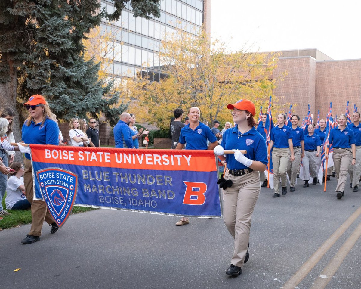 BoiseState's tweet photo. The Keith and Catherine Stein Blue Thunder Marching Band celebrated its 40th season, proudly recognizing Catherine Stein as Grand Marshal during the Homecoming parade.

Thank you, Catherine, for your many years of support.

#BoiseState #BroncosHome https://t.co/MZYsP7iAQx