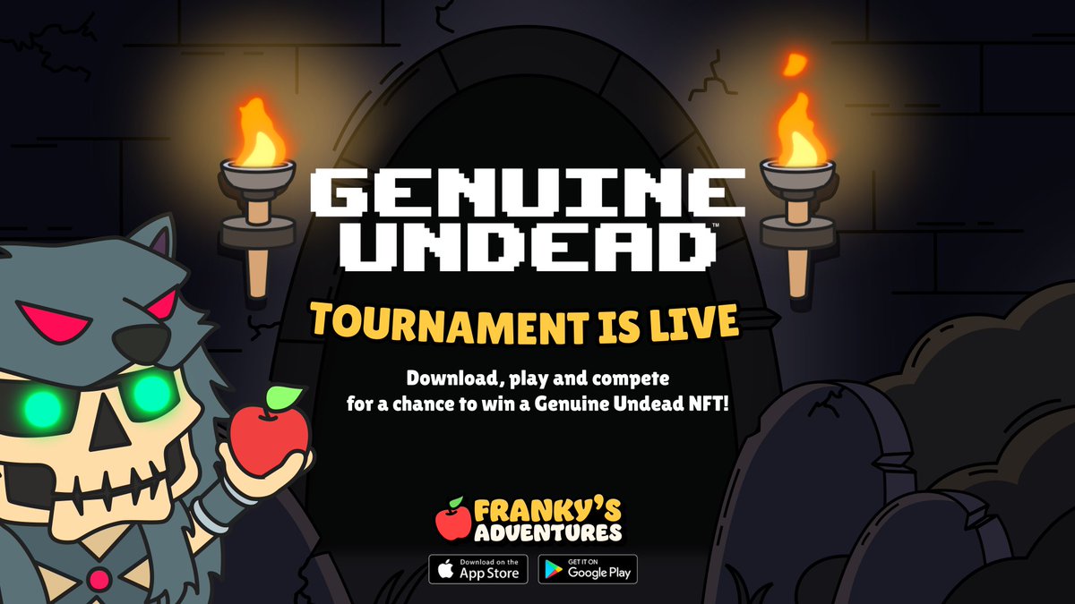 frankythefrog's tweet photo. Genuine Undead return to Franky’s Adventures!

We’re running it back with @GenuinelyUndead for a new tournament this week. Hop in, stack your entries, and compete for a Genuine Undead NFT plus other prizes.

Details &amp; rewards below 🍎🔽 https://t.co/1hlI8aw7UB