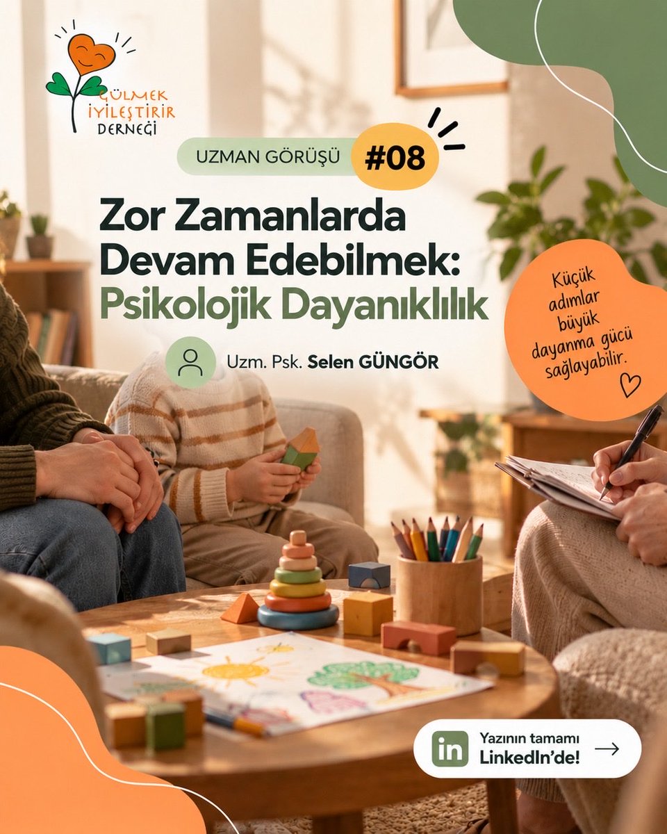 gulmekiyider's tweet photo. 🧠 Gülmek İyileştirir | Uzman Görüşü #08 yayında!

Bu hafta Uzman Psikoloğumuz Selen Güngör, psikolojik dayanıklılığın ne olduğunu; güvenli ilişkilerin, küçük rutinlerin bu süreçteki önemini anlatıyor. 🧡

🔗 Yazının tamamını LinkedIn hesabımızda okuyabilirsiniz. https://t.co/CrBIz6i8hC