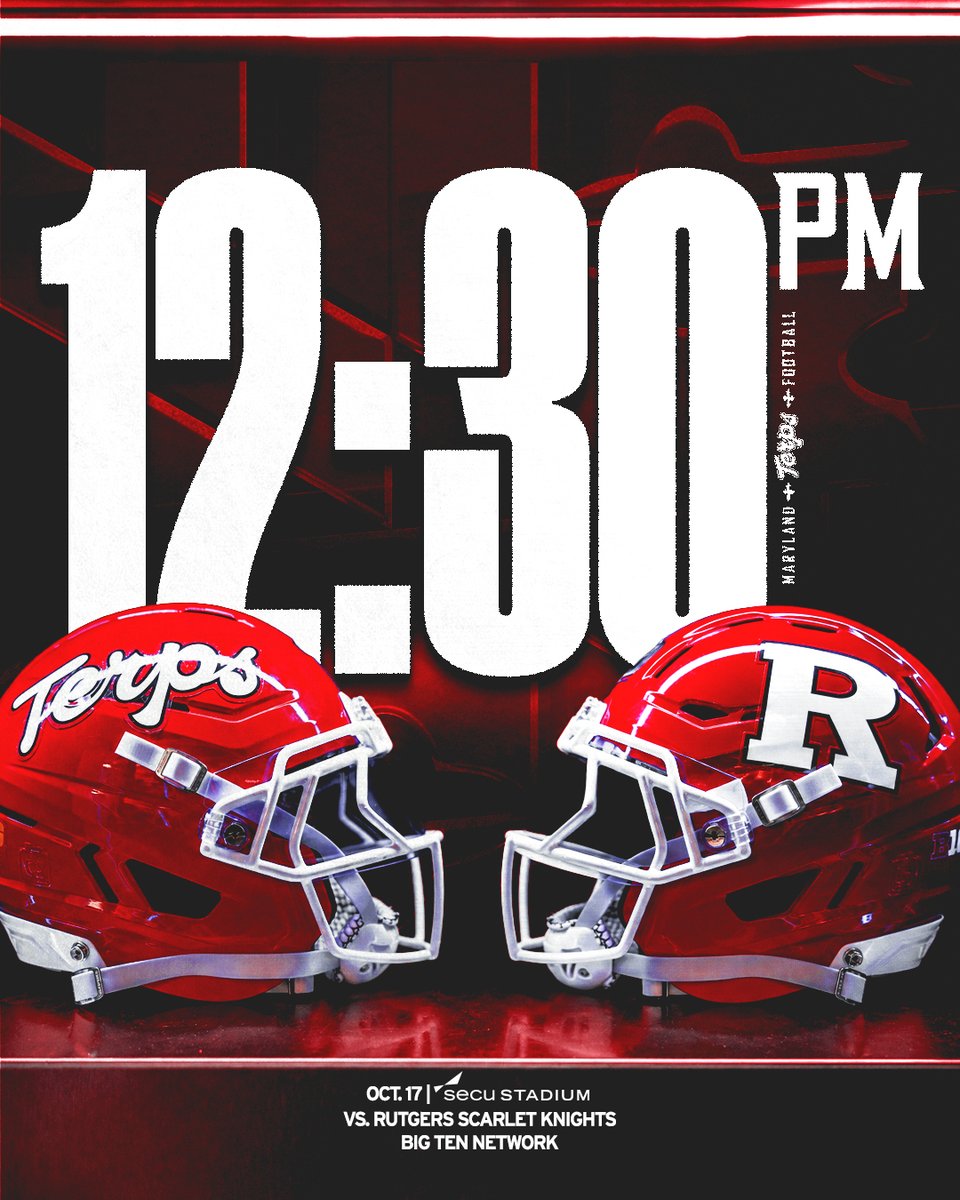 TerpsFootball's tweet photo. Homecoming at The Shell 🏠

Terps vs. Scarlet Knights will kick off at 12:30 PM on Oct. 17.

📰 https://t.co/qtVxkust48 https://t.co/gUFH9fc0pI