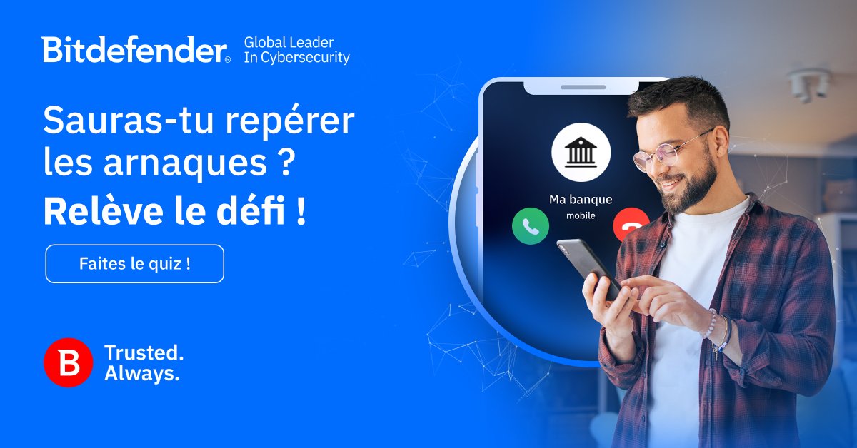 BitdefenderFR's tweet photo. 9 personnes sur 10 se trompent au moins une fois. 
Et vous ? Saurez-vous démasquer les arnaques ?