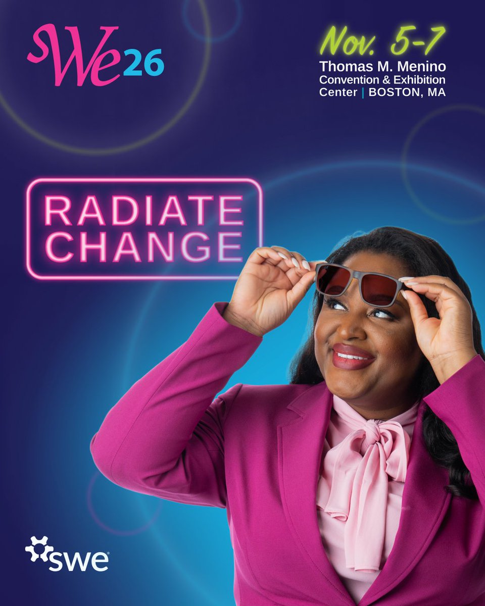 SWEtalk's tweet photo. The countdown to Boston is ON! ✨

One month from today, thousands of women and allies in engineering and technology will come together for #WE26.

Join us Nov. 5-7 in Boston, Massachusetts, and get ready to #RadiateChange! 

➡️ https://t.co/FAXLImtWTO https://t.co/Q8W4zJu8Vv