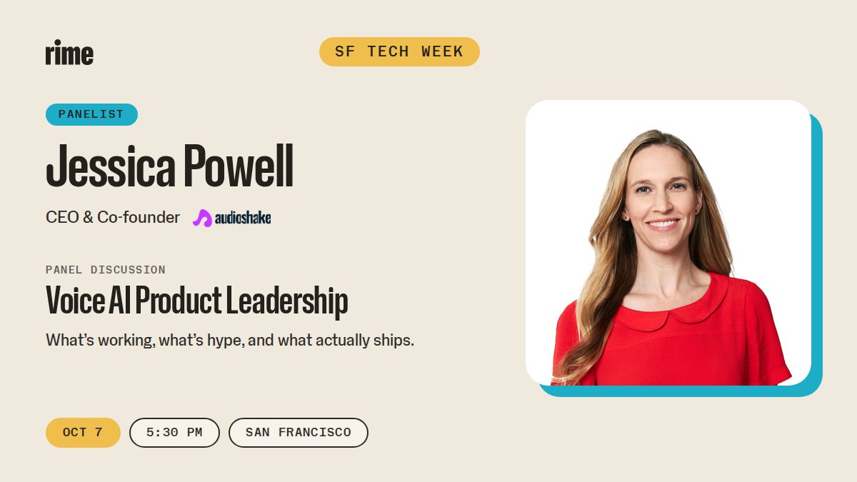 AudioShakeAI's tweet photo. Voice agents fail in predictable ways: overlapping speakers, background noise, crosstalk the model was never trained to hear.

On Wednesday, @themoko and @lilyjclifford (@RimeLabs) get into what teams learn when they build that stack themselves. RSVP: https://t.co/VTh080mULB https://t.co/IEQHD2fA6h