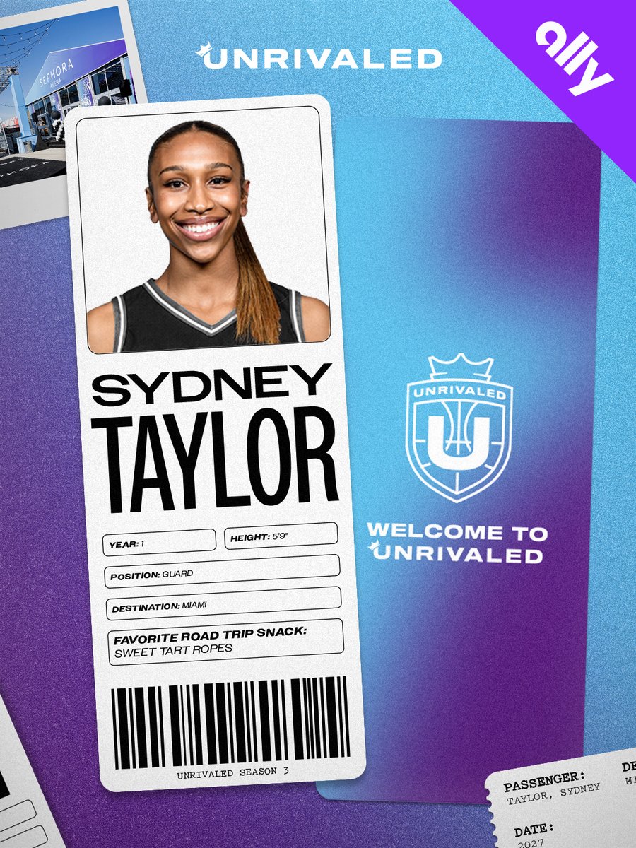Unrivaledwbb's tweet photo. Sydney Taylor is Unrivaled 👑
Sydney joins us for season three on a multi-year deal.
Presented by @Ally https://t.co/PwDw8U8SlS