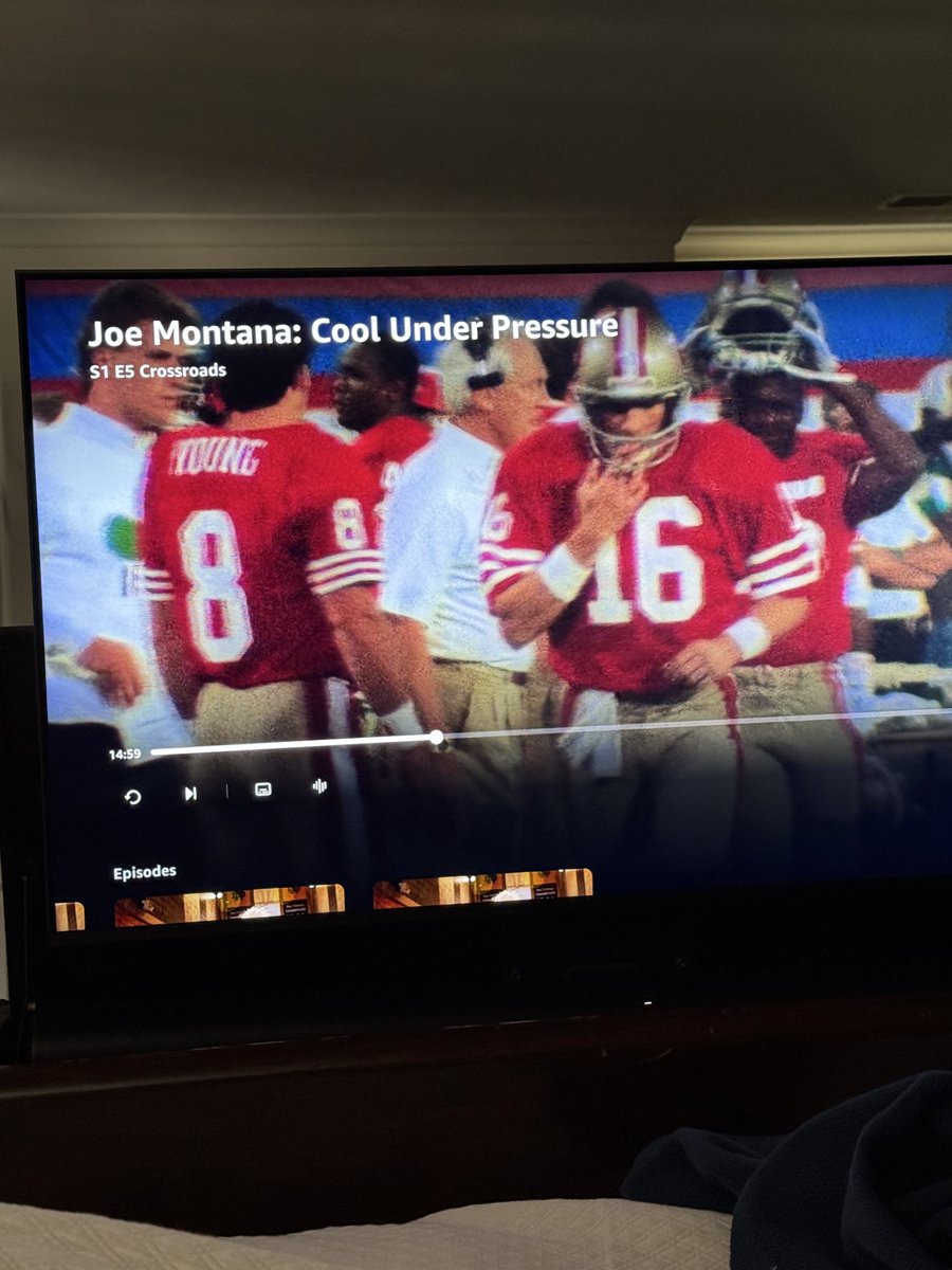 Thomasravenel's tweet photo. I'm shaking my head through this documentary, thinking how this skinny, frail QB shreds these fierce NFL defenses. Yes, he's cool, but nobody's got a hotter hand than Joe!! @JoeMontana https://t.co/9pvBnLnDNA