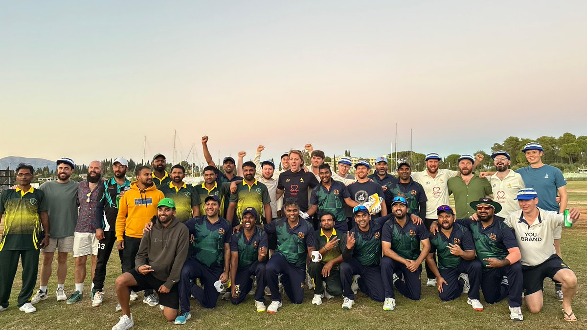 CorfuArts's tweet photo. For the penultimate cricketing weekend in Corfu this season we &amp; @HellenicCricket  welcomed the Tipsy Titans from Luxembourg &amp; The Larkhall Wanderers.  Rain did NOT stop play!
Oh Corfu.......🏏🏏🏏
@huwzat @theanalyst @LordsTaverners @theoldbatsman @WisdenCricket  @thethirdumpire https://t.co/veKJau7Avb