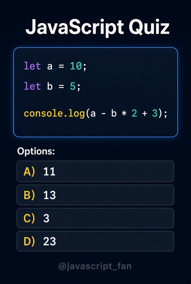 javascript_fan's tweet photo. JavaScript Quiz: What is the Output? https://t.co/vtdnoJKxPQ