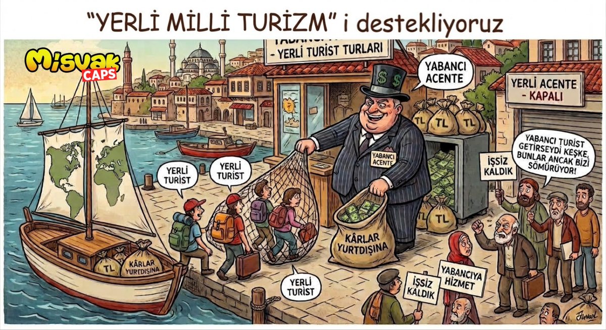 misvakcaps's tweet photo. Dezavantajlı!

Yabancı turizm acentelerinin yerli tuistler için ülkemizde hizmet vermesinin önünün açılması ne istihdama ne de ülkeye döviz girişi açısından bir faydası yok.

Konu yabancı Turist getirmek olsa amenna... 

Yerli Milli Turizm'i destekliyoruz! @TCKulturTurizm https://t.co/CRFZZ8R8Dz