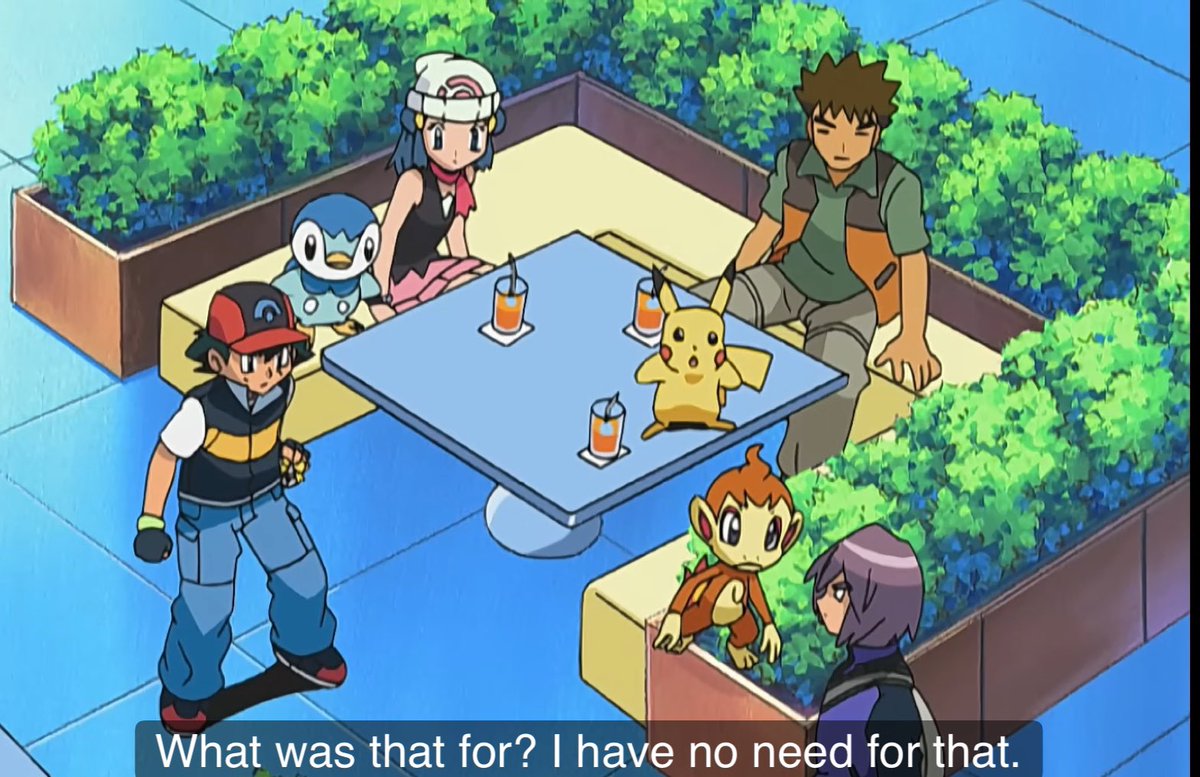 ChikoritaCheez's tweet photo. Of course he has no need for an item that raises friendship with a Pokemon https://t.co/nWO18FVAKM