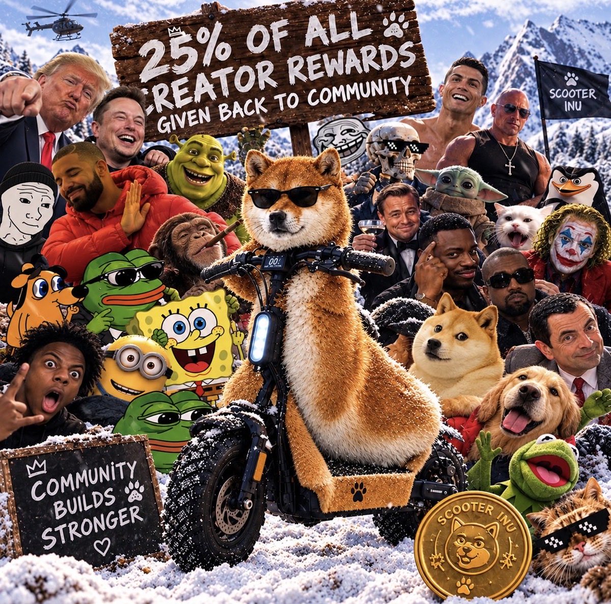 ScooterInu's tweet photo. 🔥 $100 SCOOTER INU MEME COMPETITION 🔥
It’s time to get creative with Scooter Inu 🛴🐕
Take our mascot and edit/draw him into:
😂 Viral & OG memes
📺 Iconic TV show moments
🎬 Legendary movie scenes
💀 Anything you can make hilarious
🏆 PRIZES
🥇 1st — $50
🥈 2nd — $35
🥉 3rd — $15
HOW TO ENTER:
✅ Follow our X account
❤️ Like this post
🔁 Repost this post
✉️ Join the telegram
📩 Submit your meme by posting with the hashtag #ScooterInuContest
Bring your funniest, most creative edits. Make Scooter Inu go viral. 🛴💨
Competition starts NOW. 👀
#ScooterInu #SctrInu #Memecoin #Solana #MemeContest