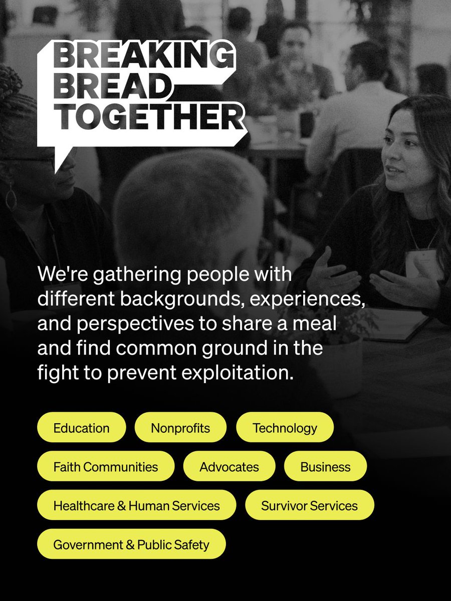 FightTheNewDrug's tweet photo. What can happen when we sit down with people we may not usually meet, listen to one another, and start with what we share? 

That's what Breaking Bread Together is all about—finding common ground to protect children and prevent exploitation.

Learn more or register to join us for this free event here: https://t.co/MsEmTWFtFG