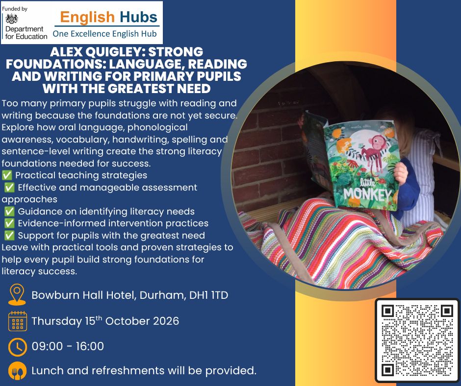 OneExcellenceEH's tweet photo. 🚨 Last chance to secure your place!

Strong literacy foundations are essential for success in primary school.

Gain practical insights to strengthen literacy teaching and support pupils effectively.

🔗 Book your free place: https://t.co/ZC072NLkNC https://t.co/yrd6ccHZ2d