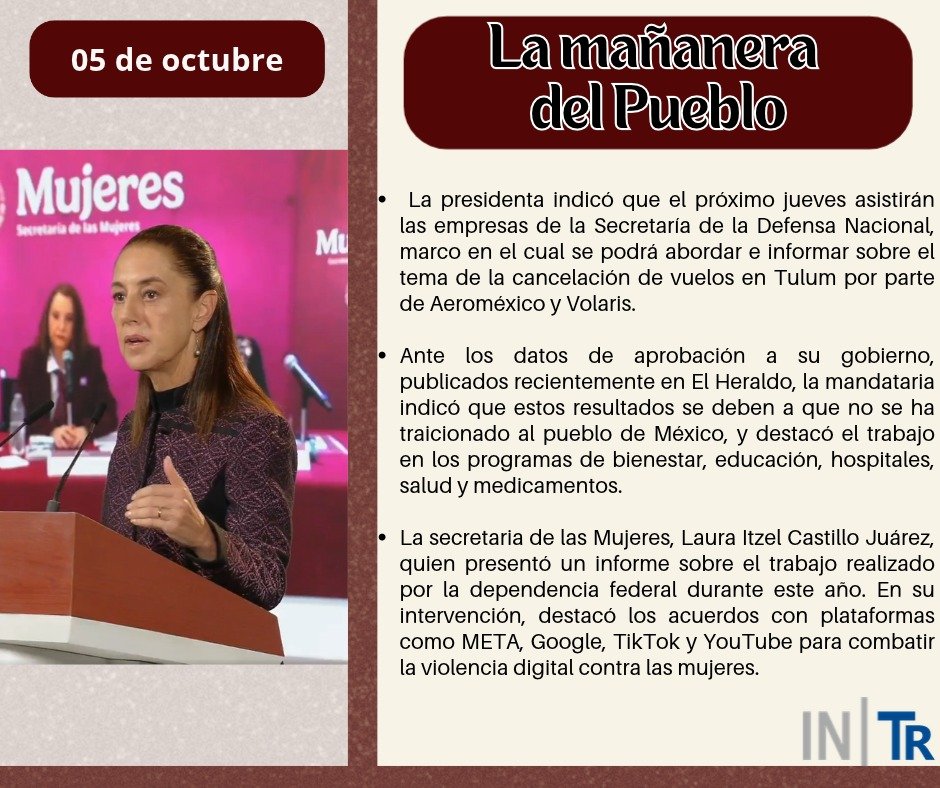 MonitoreoINTR's tweet photo. #INTR #MuejeresMX #ProgramasDelBienestar #VuelosTulum https://t.co/lyDhOf3vy3